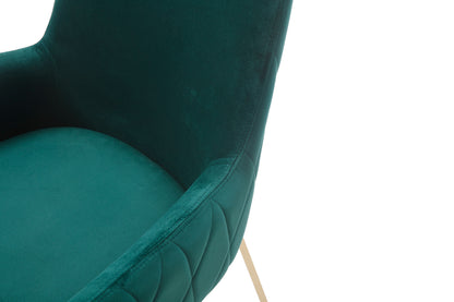 Modrest Robin Modern Green Velvet and Gold Dining Chair