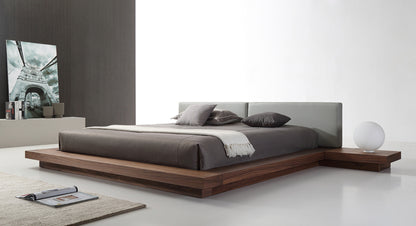 Modrest Opal Modern Walnut and Grey Platform Bed