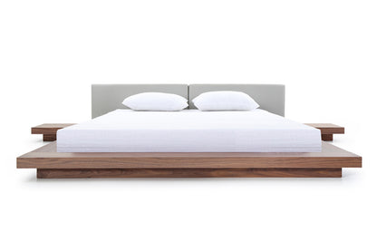 Modrest Opal Modern Walnut and Grey Platform Bed