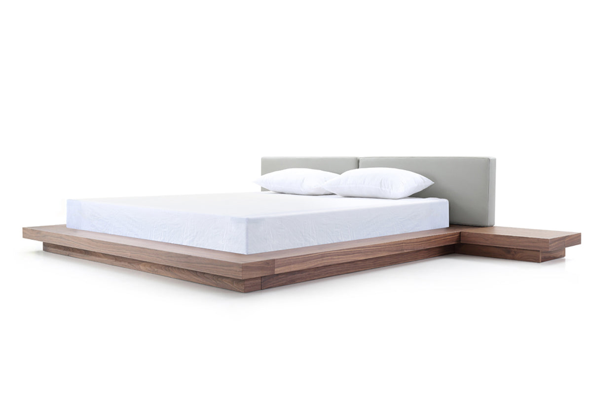 Modrest Opal Modern Walnut and Grey Platform Bed