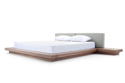 Modrest Opal Modern Walnut and Grey Platform Bed