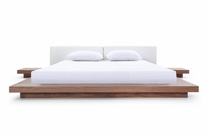 Modrest Opal Modern Walnut and White Platform Bed
