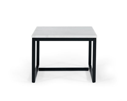 Modrest Baca White Marble Black Metal End Table