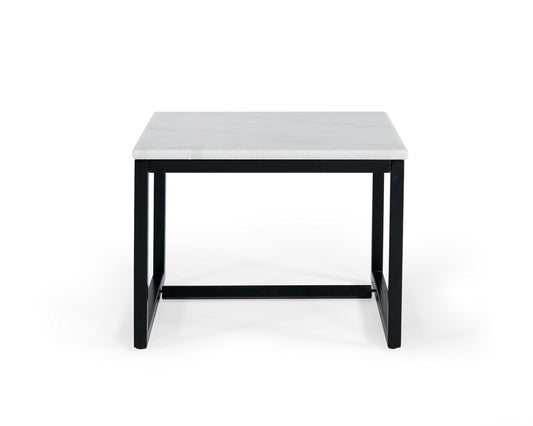 Modrest Baca White Marble Black Metal End Table