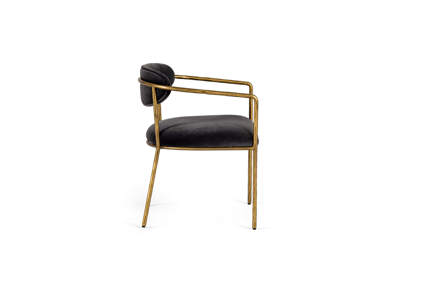 Modrest Baird Modern Grey Velvet Brass Dining Chair