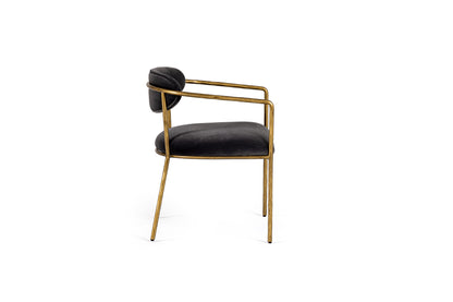 Modrest Baird Modern Grey Velvet Brass Dining Chair