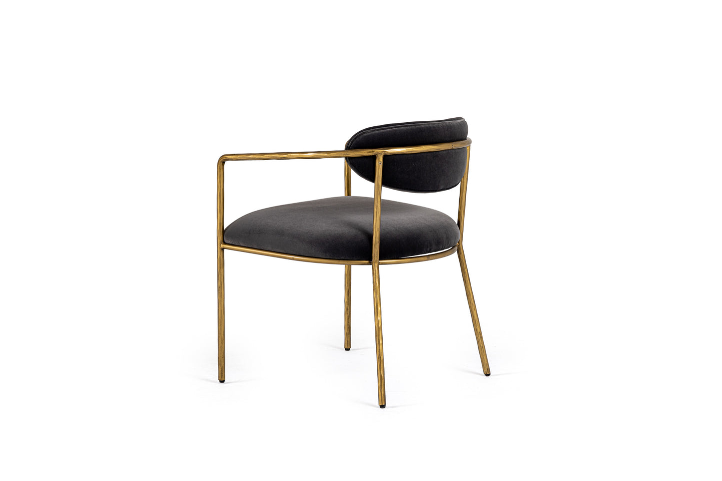 Modrest Baird Modern Grey Velvet Brass Dining Chair