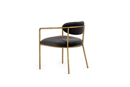 Modrest Baird Modern Grey Velvet Brass Dining Chair