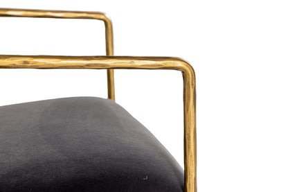 Modrest Baird Modern Grey Velvet Brass Dining Chair