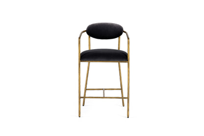 Modrest Baird Modern Grey Velvet Brass Counter Chair