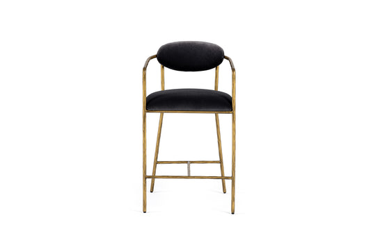 Modrest Baird Modern Grey Velvet Brass Counter Chair