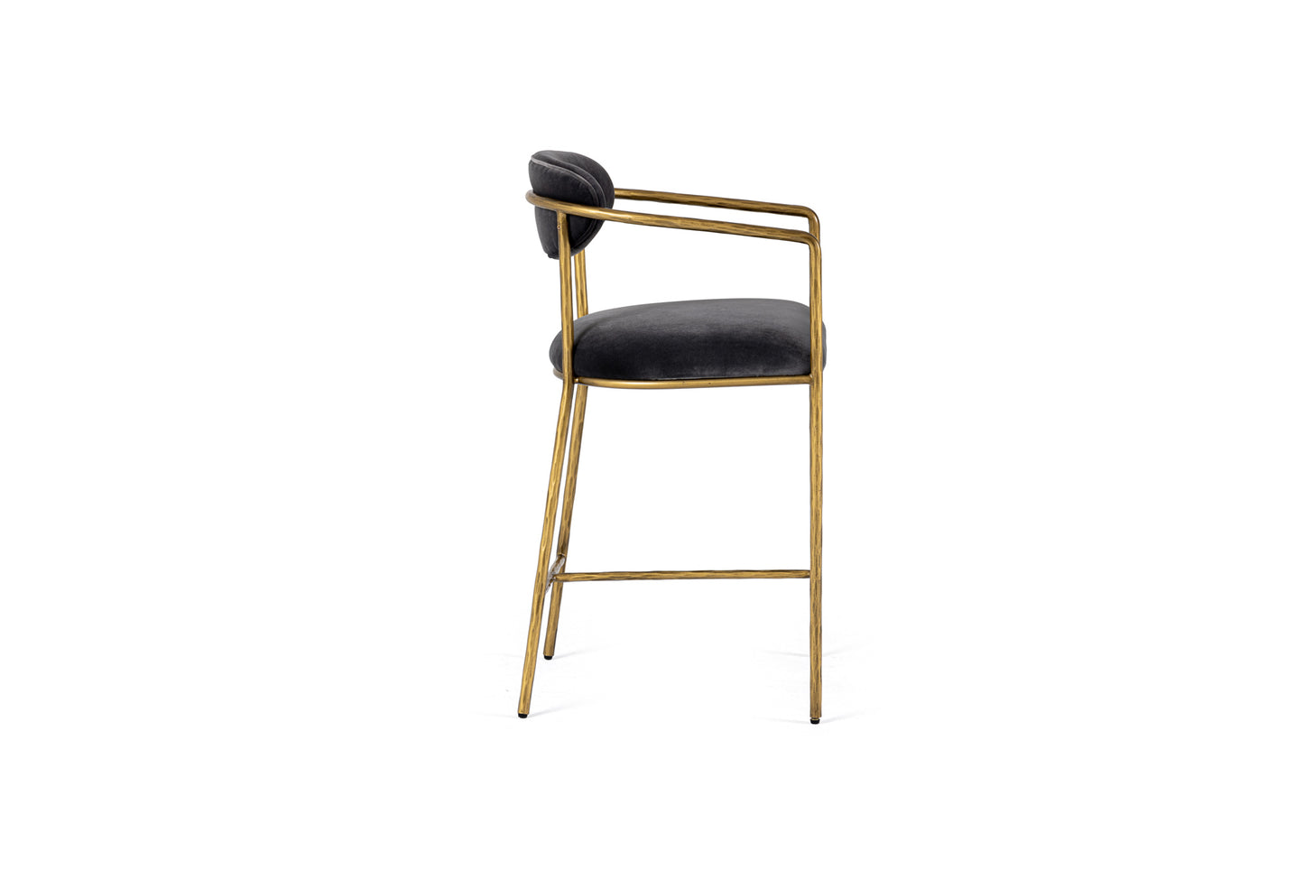 Modrest Baird Modern Grey Velvet Brass Counter Chair