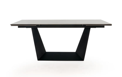 Modrest Baldwin Modern Grey Ceramic and Black Metal Extendable Dining Table