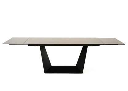Modrest Baldwin Modern Black Ceramic and Black Metal Extendable Dining Table