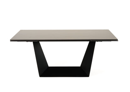Modrest Baldwin Modern Black Ceramic and Black Metal Extendable Dining Table