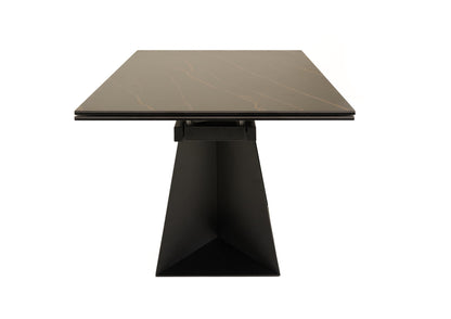 Modrest Baldwin Modern Black Ceramic and Black Metal Extendable Dining Table