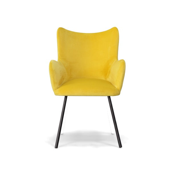 Modrest Barrett Modern Yellow Velvet Dining Chair
