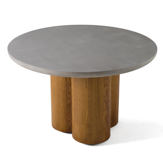 Modrest Bateman Modern Faux Concrete Walnut Round Dining Table