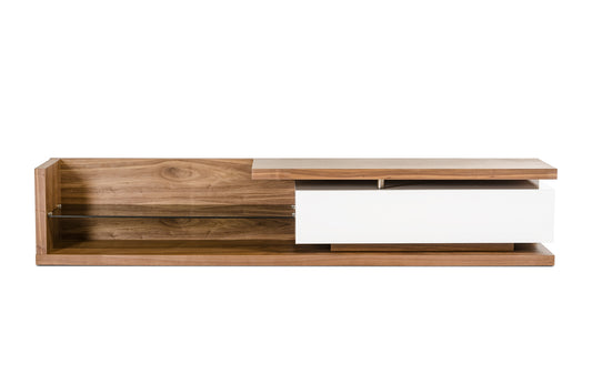 Modrest Jefferson Low Mid-Century Walnut and White TV Stand