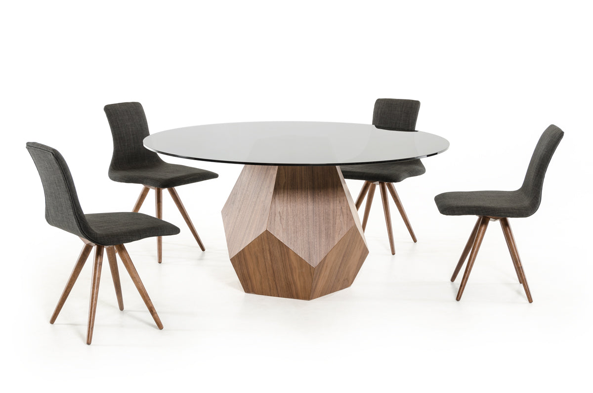 Modrest Rackham Mid-Century Walnut Round Dining Table