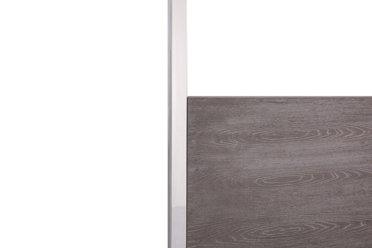 Modrest Arlene Modern Grey Elm and Stainless Steel Canopy Bed