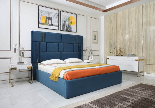 Modrest Adonis Modern Blue Fabric Bed