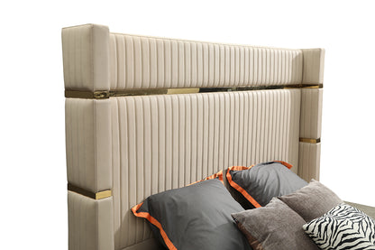 Modrest- Sterling Modern Beige Bonded Leather and Gold Bed