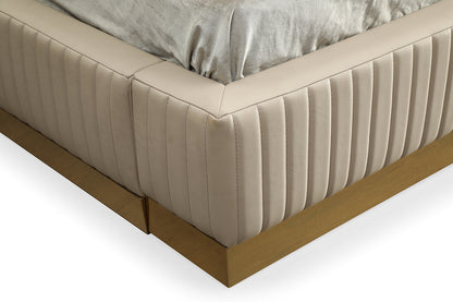 Modrest- Sterling Modern Beige Bonded Leather and Gold Bed