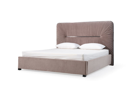 Modrest Duke Modern Grey Velvet and Black Gun Chrome Bedroom Set