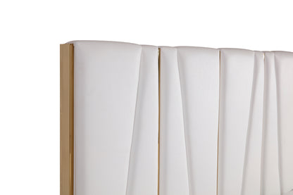 Modrest Nixa Modern White Bonded Leather and Gold Bed