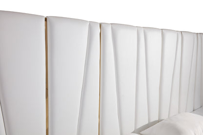 Modrest Nixa Modern White Bonded Leather and Gold Bed