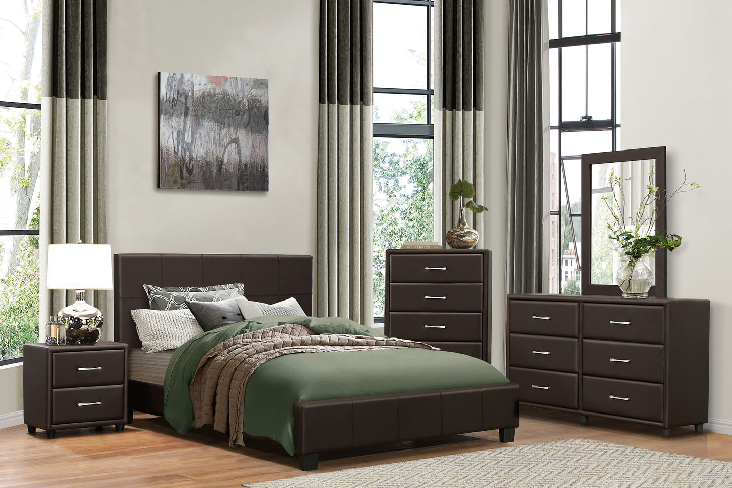 Homelegance Chest Lorenzi Dark Brown Faux Leather Sophistication 2220DBR-9