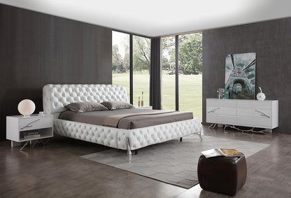 Queen Modrest Legend Modern White Bonded Leather Bed