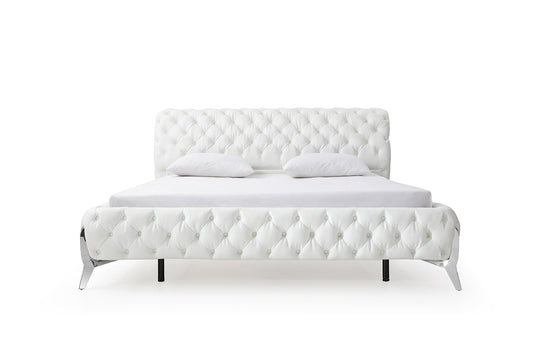 Queen Modrest Legend Modern White Bonded Leather Bed