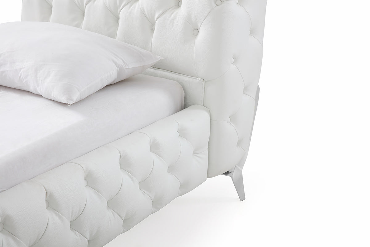 Queen Modrest Legend Modern White Bonded Leather Bed