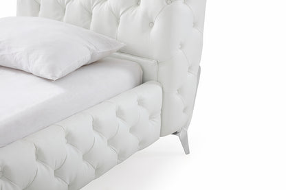 Queen Modrest Legend Modern White Bonded Leather Bed
