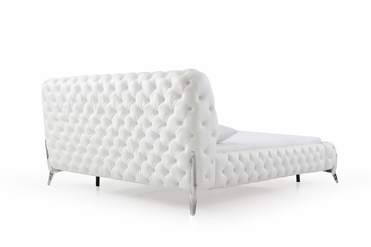 Queen Modrest Legend Modern White Bonded Leather Bed