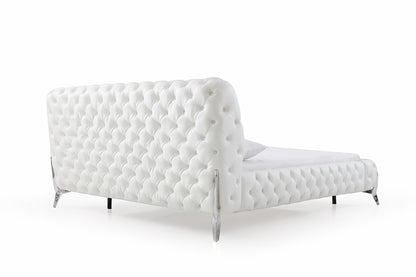 Queen Modrest Legend Modern White Bonded Leather Bed