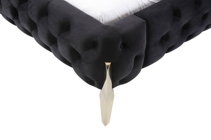 Modrest Legend Modern Black Velvet and Gold Bed