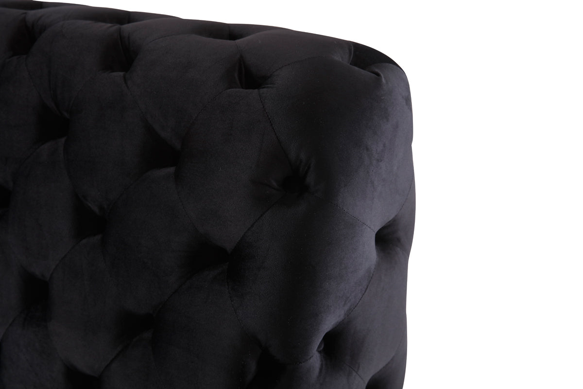 Modrest Legend Modern Black Velvet and Gold Bed