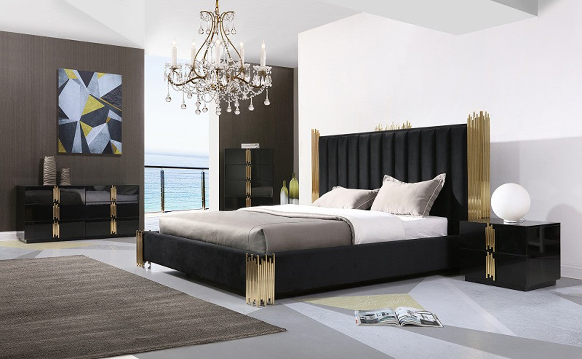 Modrest Token Modern Black and Gold Bed