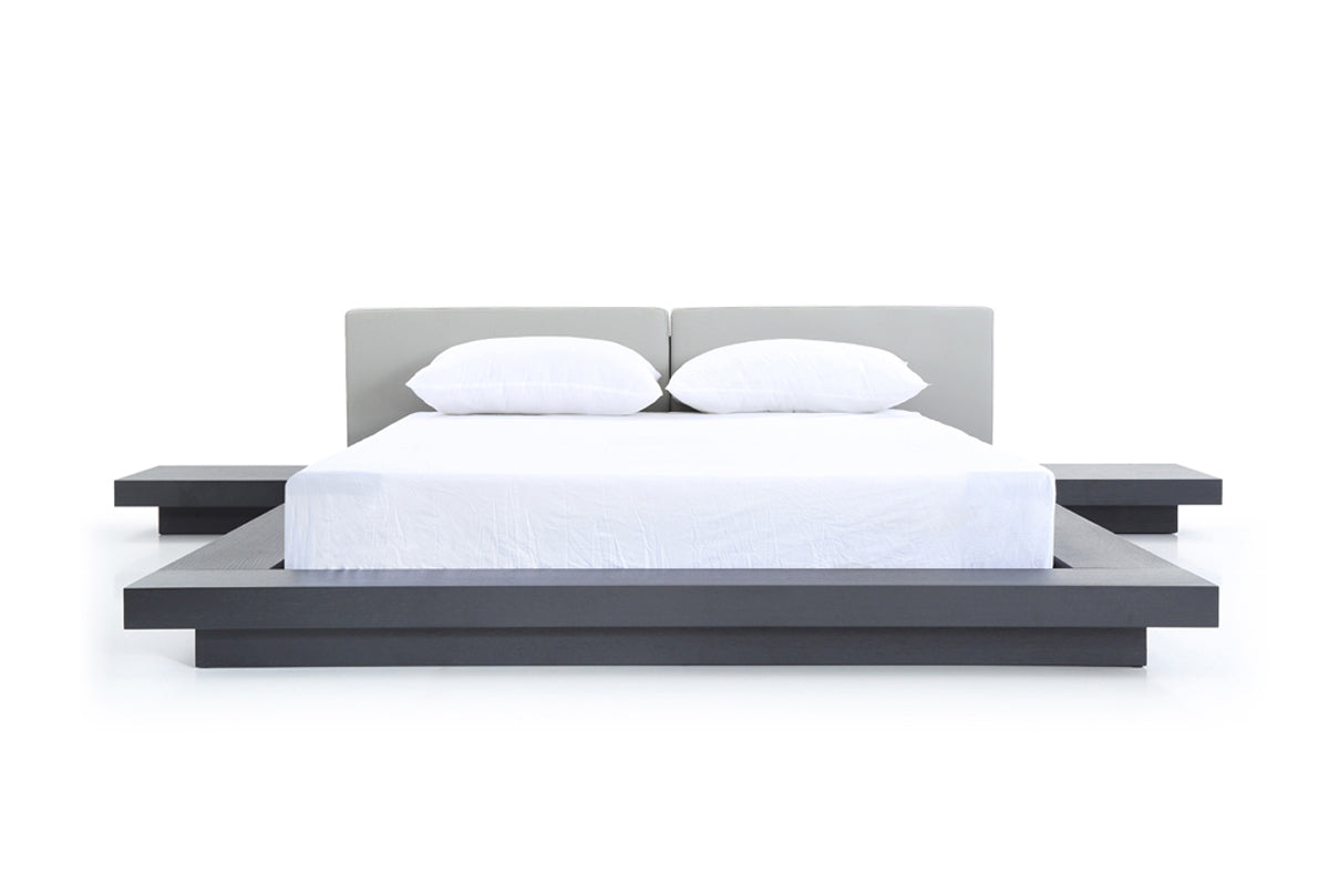 Modrest Opal Modern Wenge and Grey Platform Bed