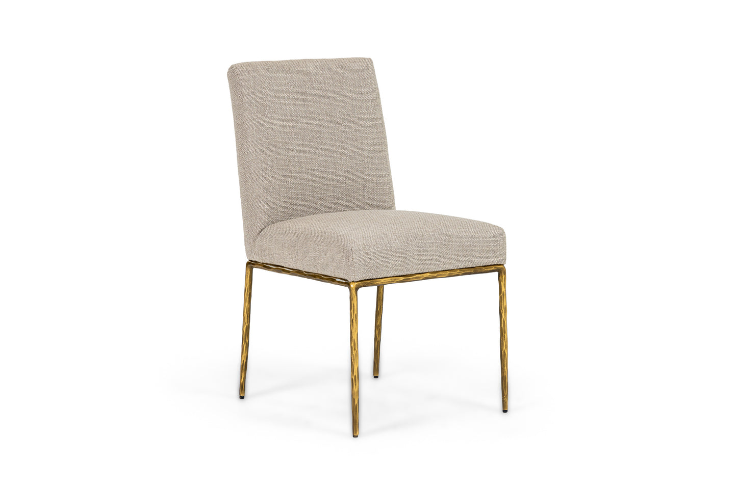Modrest Beasley Modern Beige Linen Brass Dining Chair