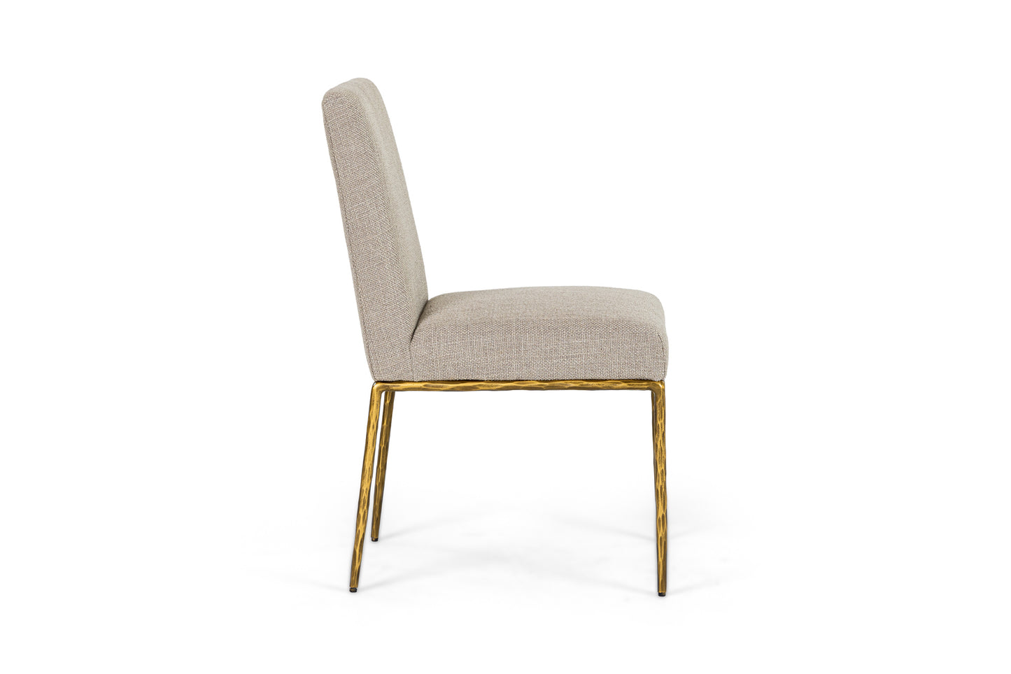 Modrest Beasley Modern Beige Linen Brass Dining Chair
