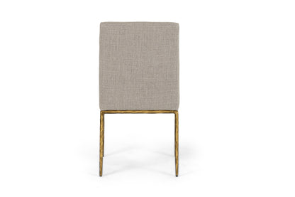Modrest Beasley Modern Beige Linen Brass Dining Chair