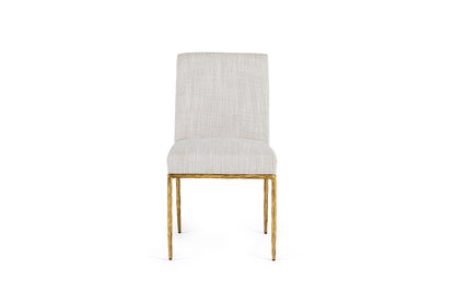 Modrest Beasley Modern Off-White Linen Brass Dining Chair