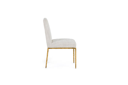 Modrest Beasley Modern Off-White Linen Brass Dining Chair