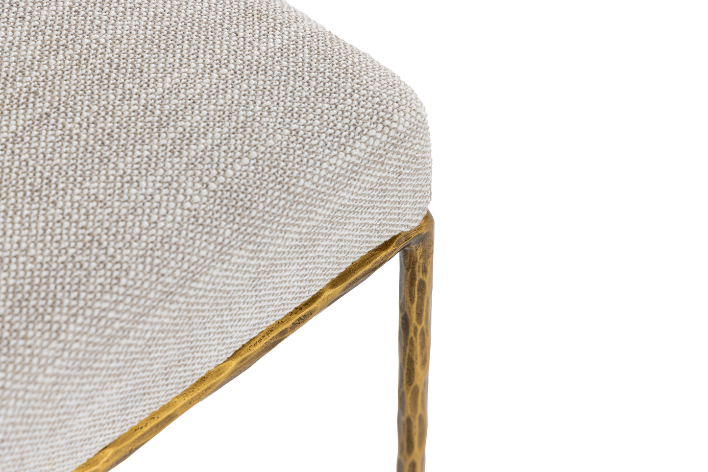 Modrest Beasley Modern Off-White Linen Brass Dining Chair