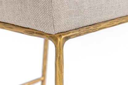 Modrest Beasley Modern Beige Linen Brass Counter Chair