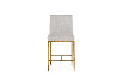 Modrest Beasley Modern Off-White Linen Brass Counter Chair